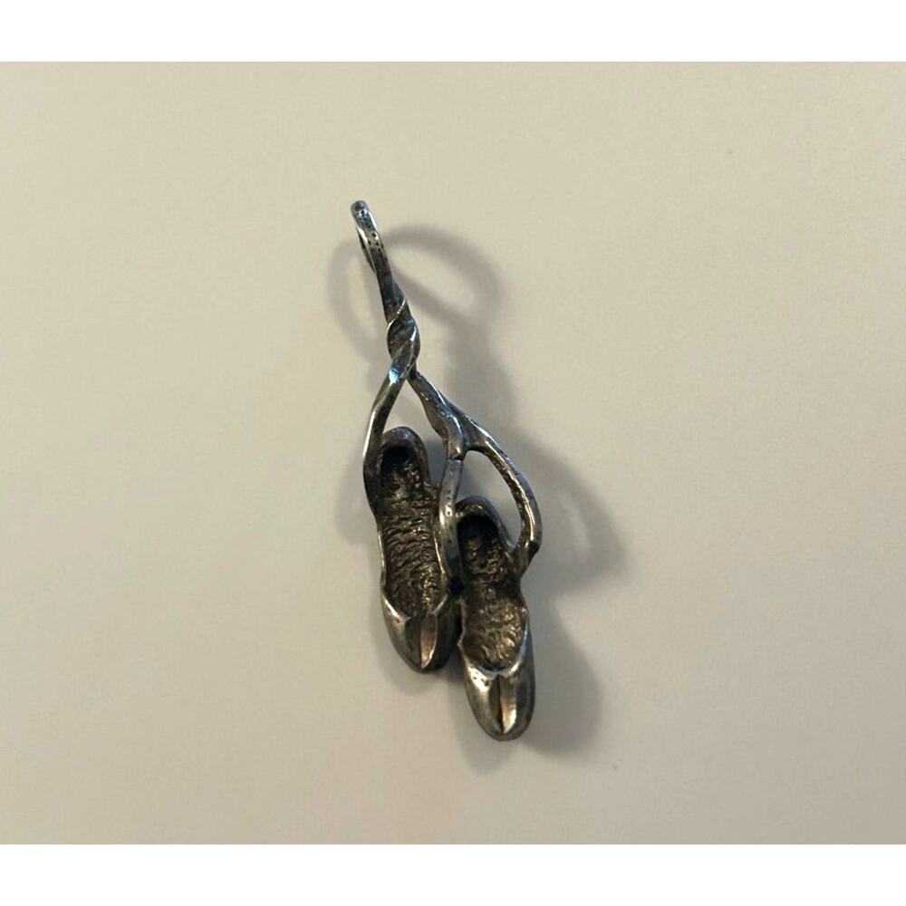 Vintage Sterling Silver Ballerina Shoes Pendant Charm 925